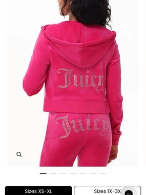 Juicy Couture Hot Pink Rhinestone Velour Hoodie and Trackpants set